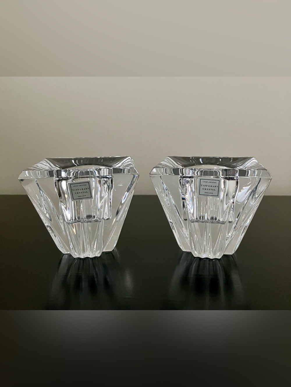 Vintage Tipperary Crystal Votive Candle Holders - Pair